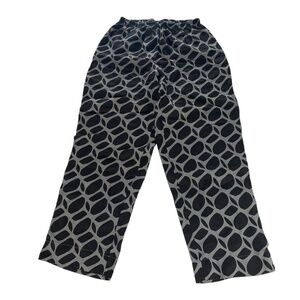 Bryn Walker Black Gray Geometric Pants‎ Loose Elastic Waist Size Small